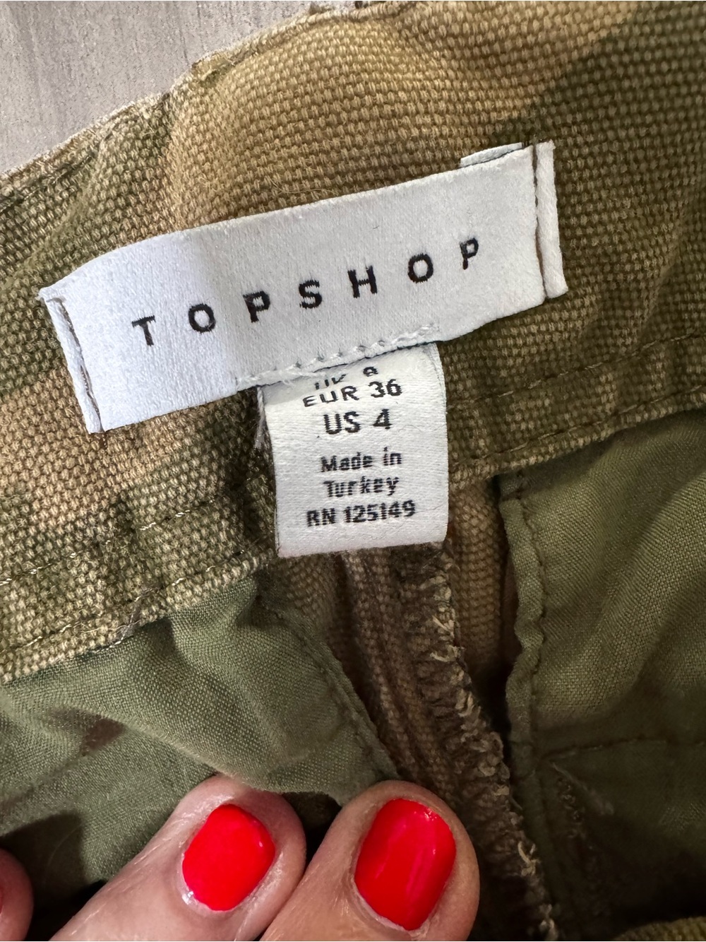 Topshop Olive Camo Straight-Leg Cargo Jeans - Picture 4 of 12